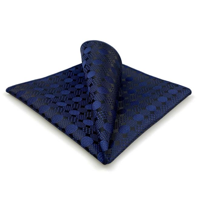 shlax & wing JH14 Navy Blue Pattern Mens Pocket Square Novelty Business Hanky Groom Party Handkerchief Accessories Superdescuento