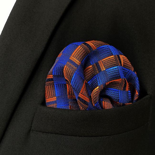 shlax & wing JH17 Blue Orange Striped Mens Pocket Square Fashion Classic Hanky Novelty Handkerchief Gift Grandes descuentos