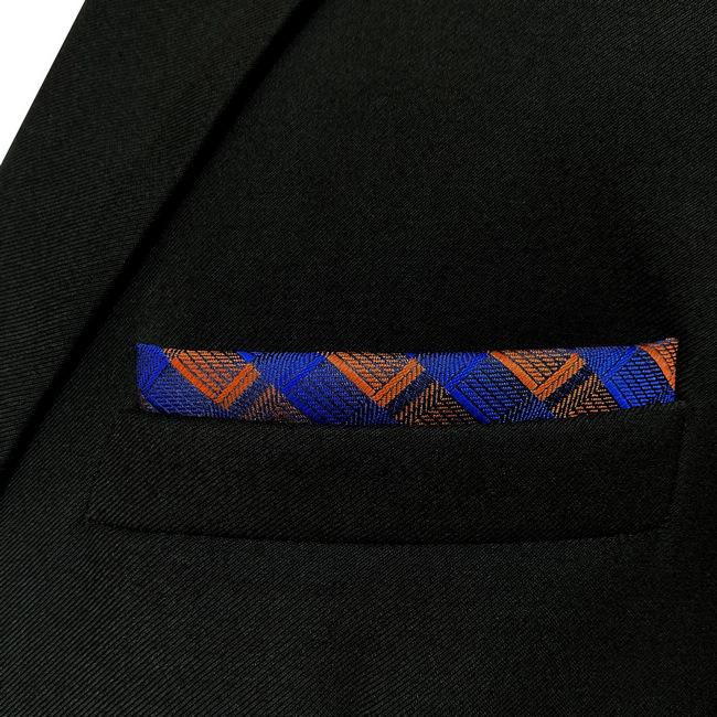 shlax & wing JH17 Blue Orange Striped Mens Pocket Square Fashion Classic Hanky Novelty Handkerchief Gift Grandes descuentos