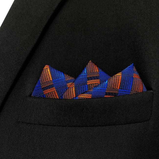 shlax & wing JH17 Blue Orange Striped Mens Pocket Square Fashion Classic Hanky Novelty Handkerchief Gift Grandes descuentos