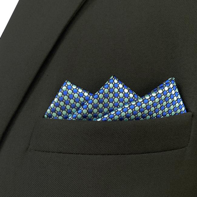 shlax & wing JH18 Blue Aqua Polka Dots Mens Pocket Square Fashion Party Hanky Classic Handkerchief Gift Liquidación