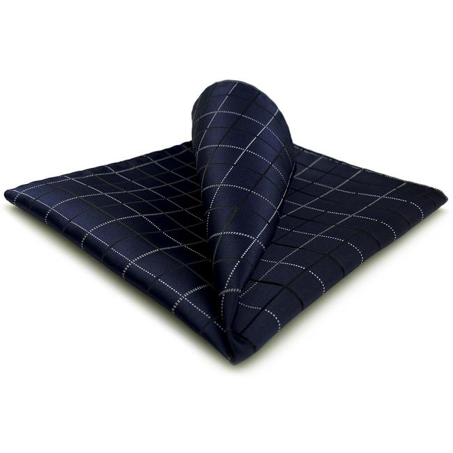 shlax & wing JH22 Navy Blue Checkes Mens Pocket Square Classic Business Hanky Brand New Dress Hanky Groom Limitado a 3 días