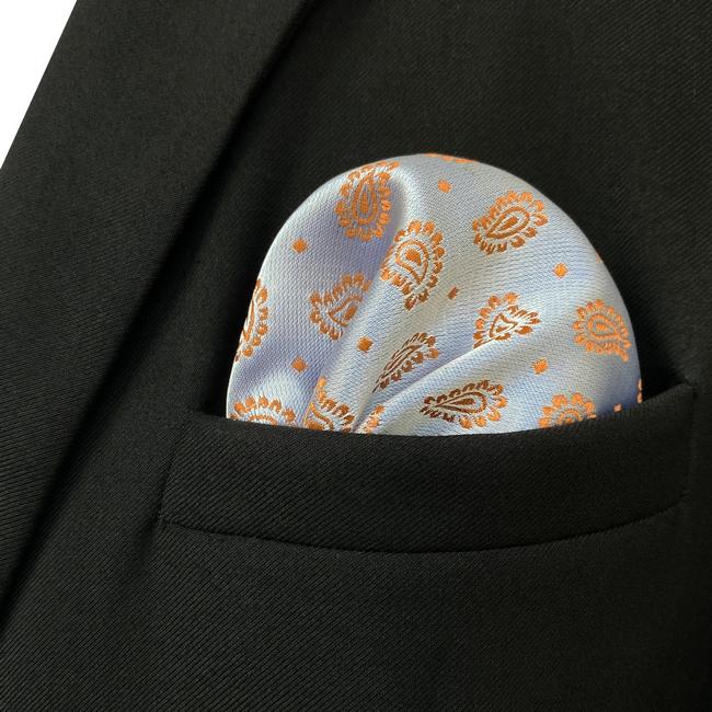 shlax & wing JH26 Light Gray Orange Paisley Mens Pocket Square Classic Business Handkerchief Fashion Wedding Hanky Precios de Black Friday