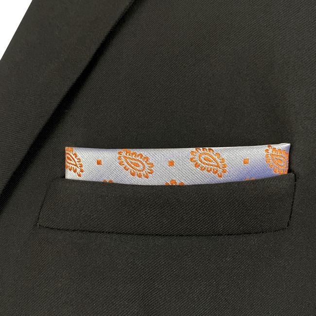shlax & wing JH26 Light Gray Orange Paisley Mens Pocket Square Classic Business Handkerchief Fashion Wedding Hanky Precios de Black Friday