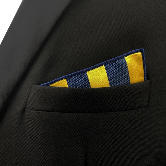 shlax & wing JH27 Wedding Gold Blue Striped Mens Pocket Square Fashion Wedding Hanky Party Classic Handkerchief En oferta