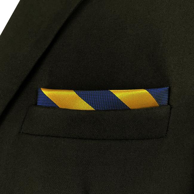 shlax & wing JH27 Wedding Gold Blue Striped Mens Pocket Square Fashion Wedding Hanky Party Classic Handkerchief En oferta