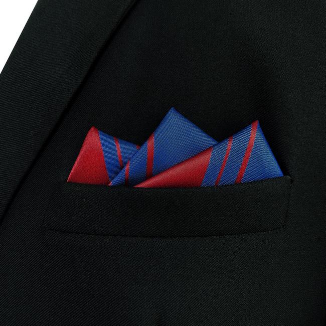 shlax & wing JH29 Blue Red White Striped Mens Pocket Square Wedding Fashion Handkerchief Party Gift Hanky Unique Dress Libre de impuestos