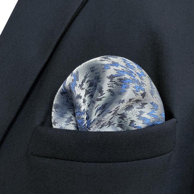shlax & wing JH3 Light Gray Blue Geometric Mens Pocket Square Fashion Party Handkerchief Wedding Business Hanky Descuentos del mes