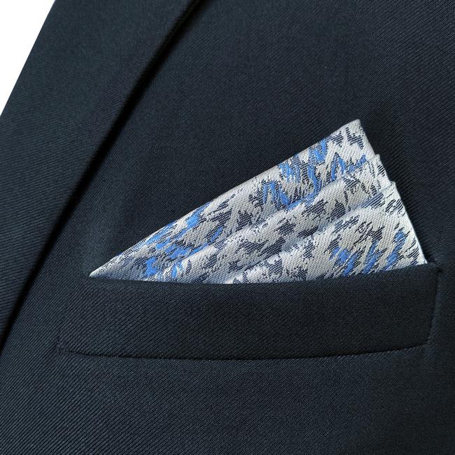 shlax & wing JH3 Light Gray Blue Geometric Mens Pocket Square Fashion Party Handkerchief Wedding Business Hanky Descuentos del mes