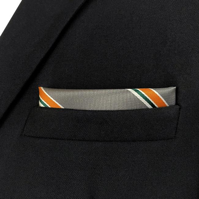 shlax & wing JH31 Dark Grey Orange Striped Mens Pocket Square Fashion Business Handkerchief Party Classic Hanky Groom Oferta exclusiva