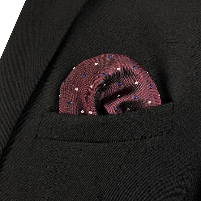 shlax & wing JH6 Burgundy Maroon Polka Dots Mens Pocket Square Business Classic Handkerchief Fashion Wedding Hanky Gift Última moda