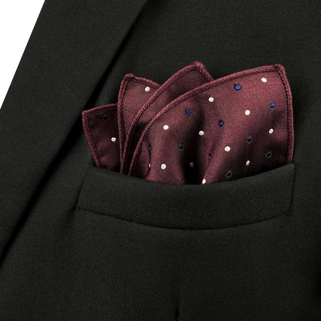shlax & wing JH6 Burgundy Maroon Polka Dots Mens Pocket Square Business Classic Handkerchief Fashion Wedding Hanky Gift Última moda