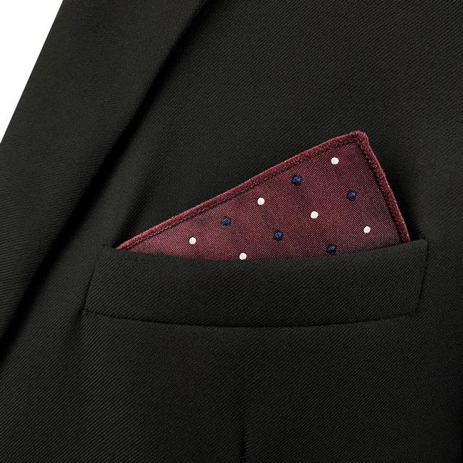 shlax & wing JH6 Burgundy Maroon Polka Dots Mens Pocket Square Business Classic Handkerchief Fashion Wedding Hanky Gift Última moda
