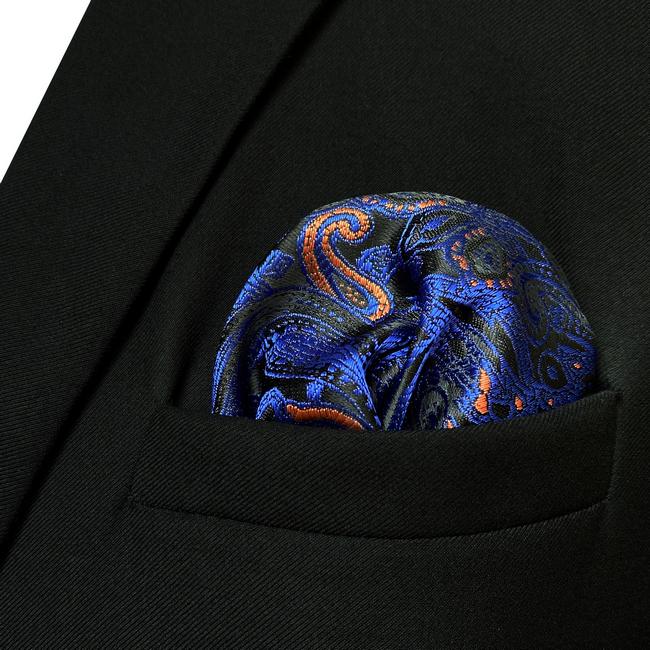 shlax & wing JH9 Blue Paisley Mens Pocket Square Wedding Fashion Handkerchief Party Business Classic Hanky Accessories Ofertas de temporada