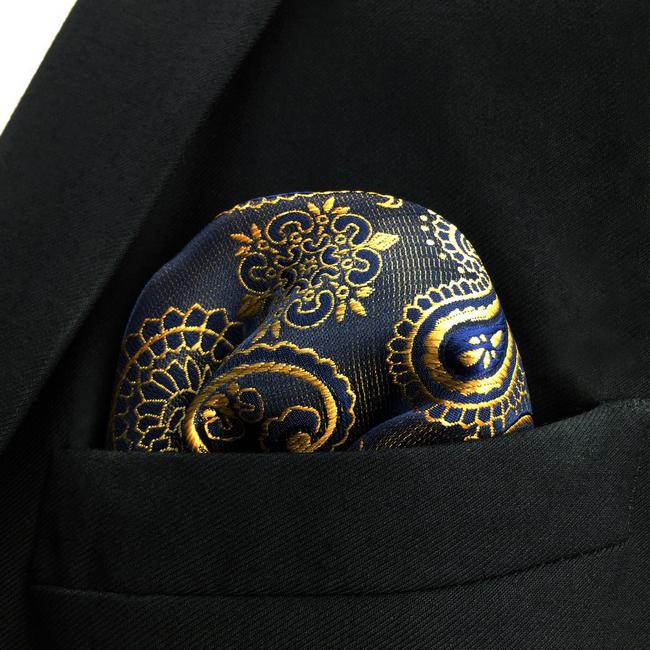shlax & wing UH10 Paisley Multi-color Gold Blue Navy Pocket Square Mens Neckties Jacquard Woven Rebajas de fin de temporada