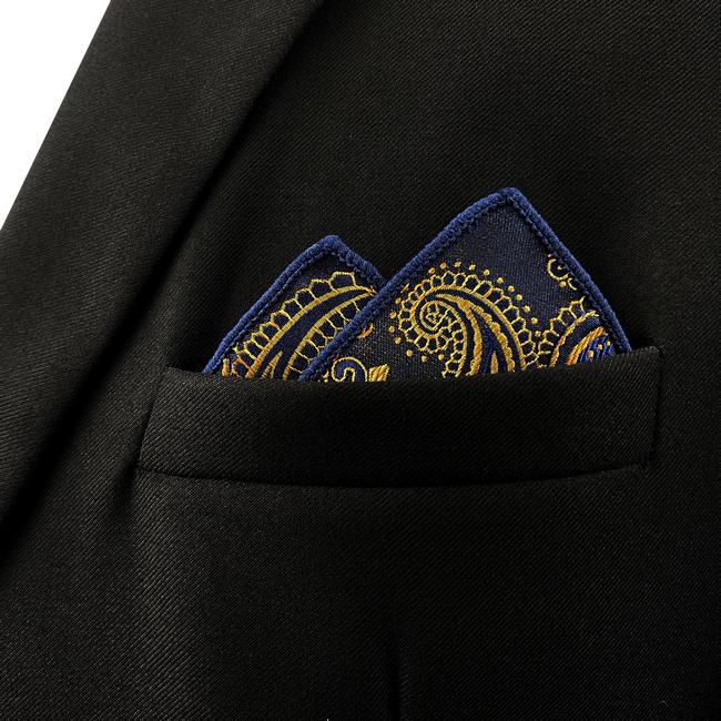 shlax & wing UH10 Paisley Multi-color Gold Blue Navy Pocket Square Mens Neckties Jacquard Woven Rebajas de fin de temporada