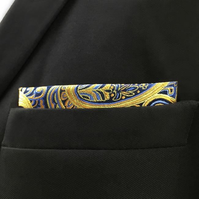 shlax & wing UH13 Paisley Blue Yellow Pink Pocket Square Mens Neckties Jacquard Woven Hanky Precio ultrabajo
