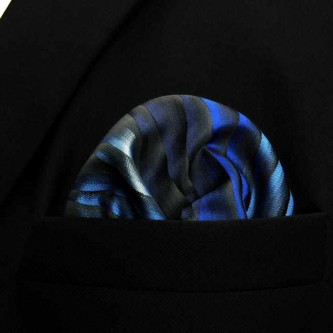 shlax & wing UH23 Blue Ripple Fashion Classic Handkerchief Silk Dress Hanky Mens Pocket Square Devoluciones gratuitas