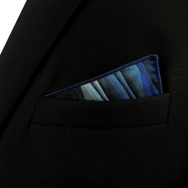 shlax & wing UH23 Blue Ripple Fashion Classic Handkerchief Silk Dress Hanky Mens Pocket Square Devoluciones gratuitas