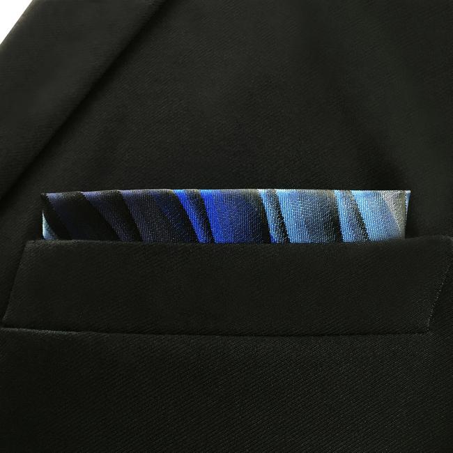 shlax & wing UH23 Blue Ripple Fashion Classic Handkerchief Silk Dress Hanky Mens Pocket Square Devoluciones gratuitas