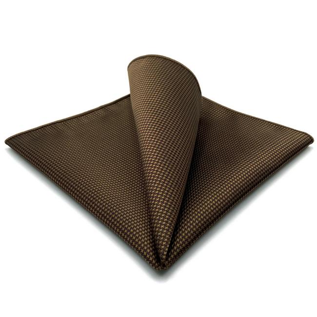 shlax & wing UH27 Khaki Houndstooth Mens Pocket Square Fashion Classic Handkerchief Silk Dress Hanky Outlet