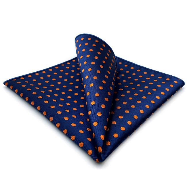 shlax & wing UH5 Navy orange Dots Mens Pocket Square Fashion Classic Handkerchief Silk Dress Hanky Ofertas