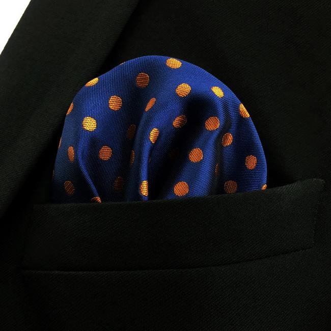 shlax & wing UH5 Navy orange Dots Mens Pocket Square Fashion Classic Handkerchief Silk Dress Hanky Ofertas
