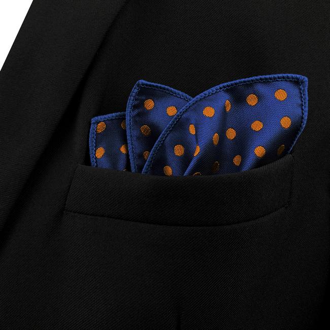 shlax & wing UH5 Navy orange Dots Mens Pocket Square Fashion Classic Handkerchief Silk Dress Hanky Ofertas