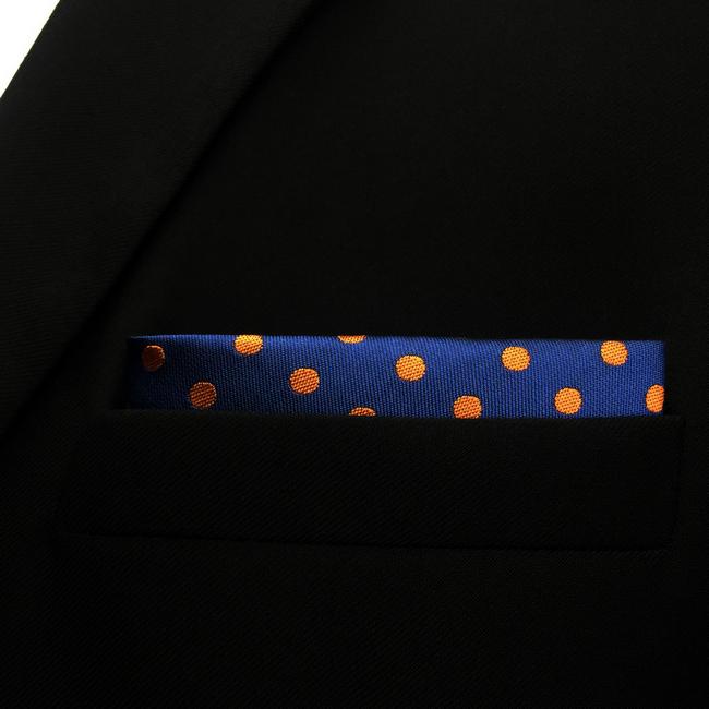 shlax & wing UH5 Navy orange Dots Mens Pocket Square Fashion Classic Handkerchief Silk Dress Hanky Ofertas