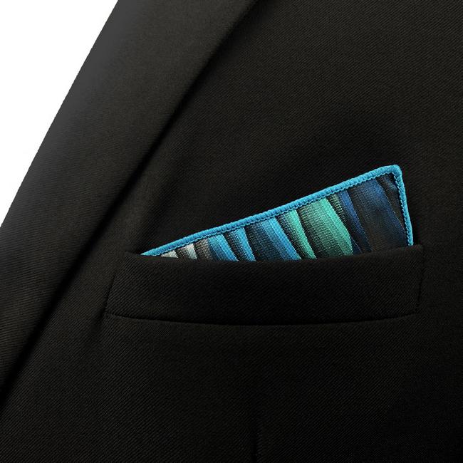 shlax & wing YH23 Turquoise Multicolor Ripple Abstract Classic Silk Handkerchief Gran oferta