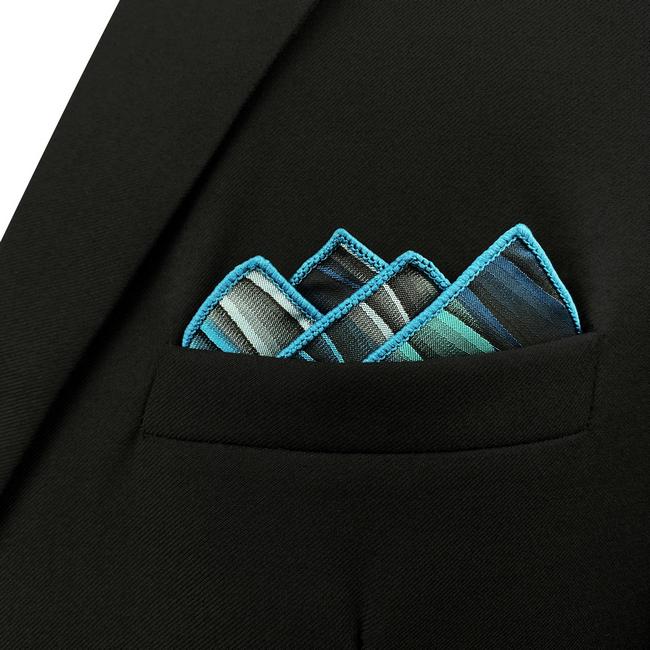shlax & wing YH23 Turquoise Multicolor Ripple Abstract Classic Silk Handkerchief Gran oferta