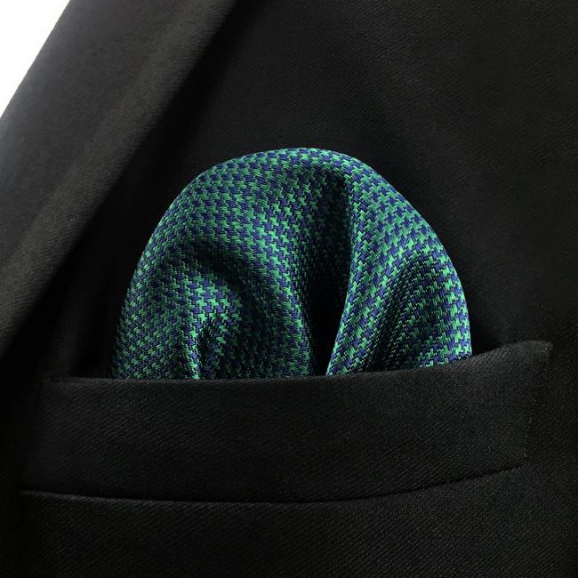 shlax & wing YH28 Turquoise Solid Silk Classic Jacquard Woven Fashion Handkerchief Los más vendidos
