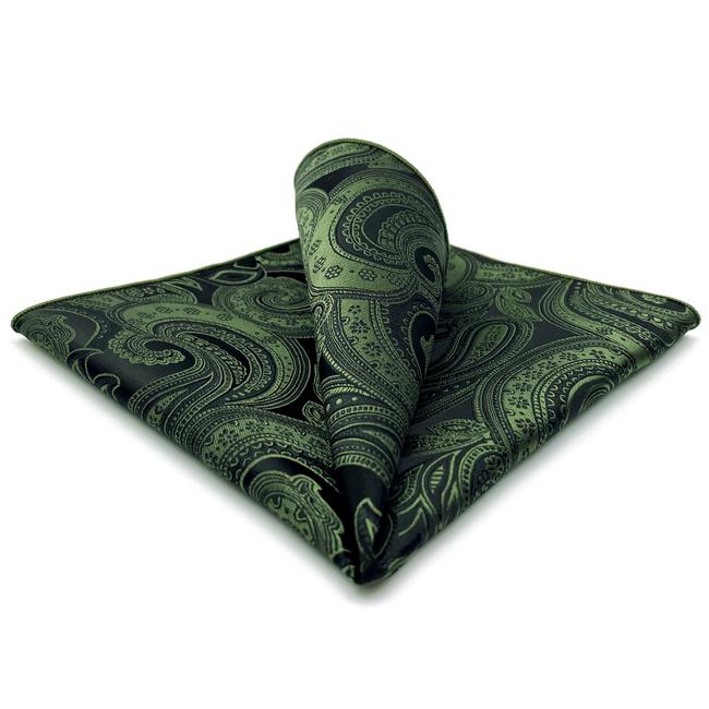 shlax & wing YH30 Deep green Paisley Silk Jacquard Woven Classic Fashion Pocket Square Mens Hanky Ventas relámpago
