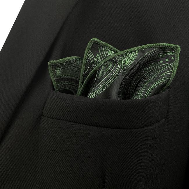 shlax & wing YH30 Deep green Paisley Silk Jacquard Woven Classic Fashion Pocket Square Mens Hanky Ventas relámpago