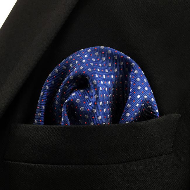 shlax & wing YH6 Royal Blue Dots Fashion Classic Handkerchief Silk Dress Hanky Mens Pocket Square Descuento