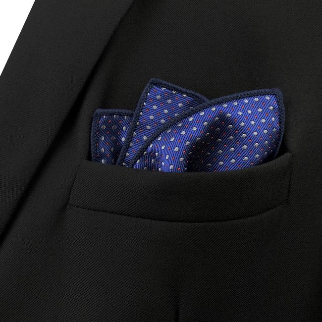 shlax & wing YH6 Royal Blue Dots Fashion Classic Handkerchief Silk Dress Hanky Mens Pocket Square Descuento