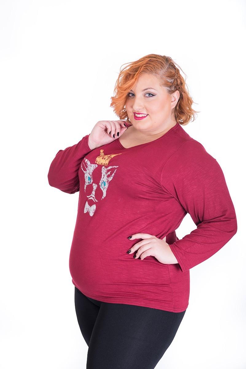 susana escribano Camiseta de vestir en talla G. Color granate Grandes descuentos