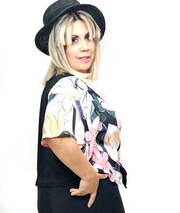 susana escribano Blusa combinada dos colores. Rebajas tallas grandes En oferta