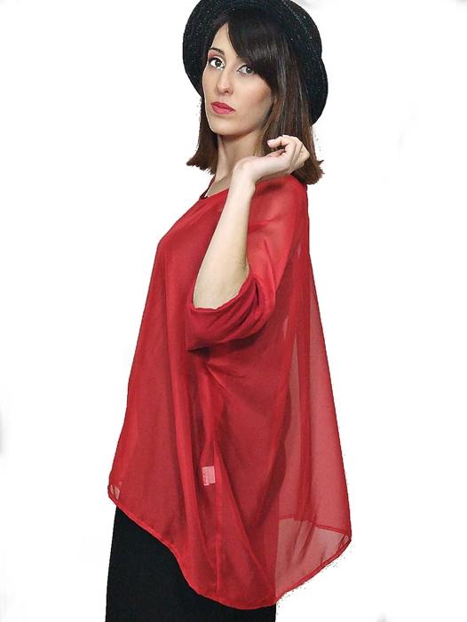 susana escribano Bluson rojo gasa transparente. Las rebajas de verano Gran oferta