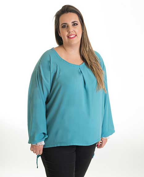 susana escribano Blusa manga larga celeste Tienda