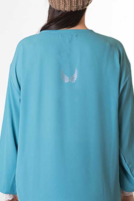 susana escribano Blusa manga larga celeste Tienda