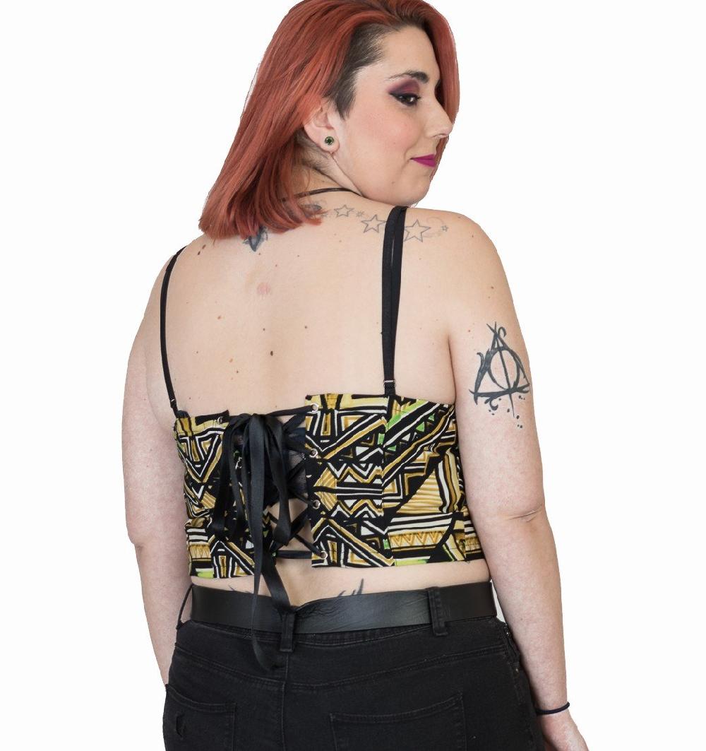 susana escribano Top con estampado en tonos ocre Oferta especial de fábrica