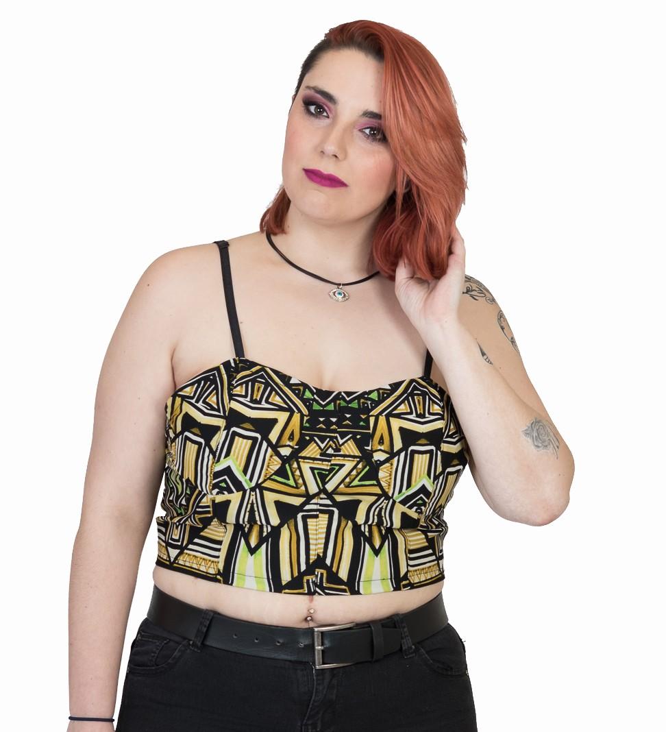 susana escribano Top con estampado en tonos ocre Oferta especial de fábrica