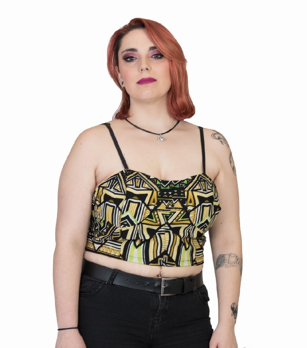 susana escribano Top con estampado en tonos ocre Oferta especial de fábrica