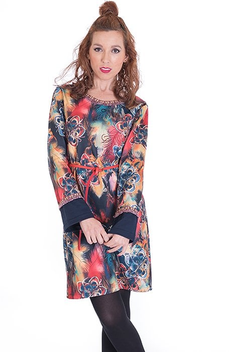 susana escribano Vestido estampado. De linea A Ofertas de temporada