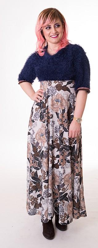 susana escribano Vestido largo de invierno. Floral Outlet online
