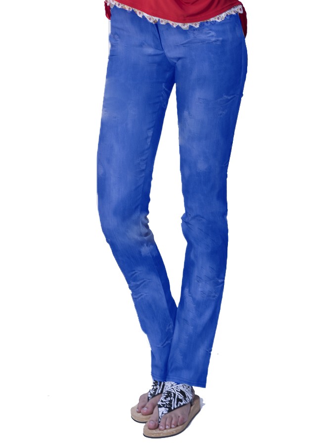 susana escribano Pantalon turquesa. Pantalones elasticos Grandes descuentos