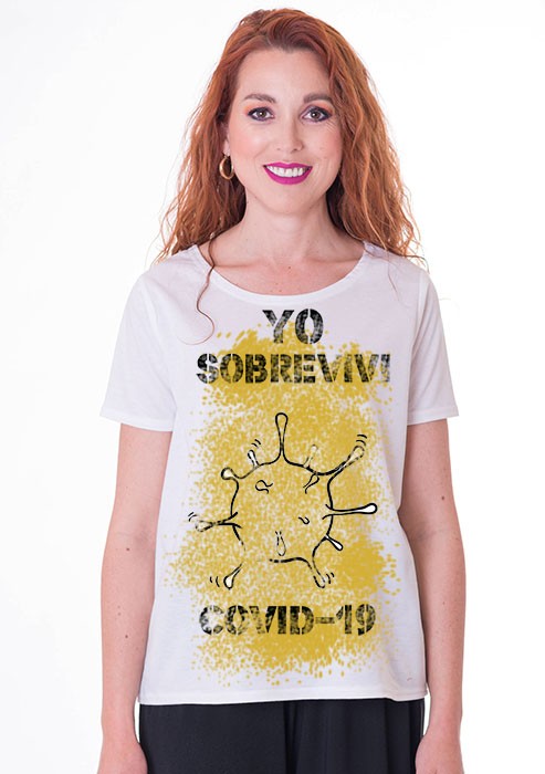 susana escribano Camiseta coronavirus manga corta blanca Tienda