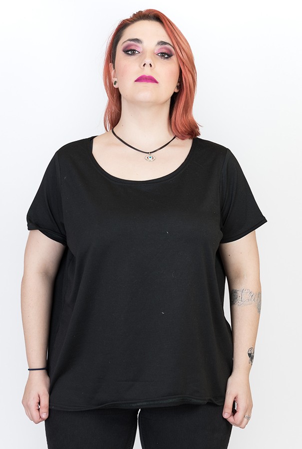susana escribano Camiseta basica negra. Talla grande Último día