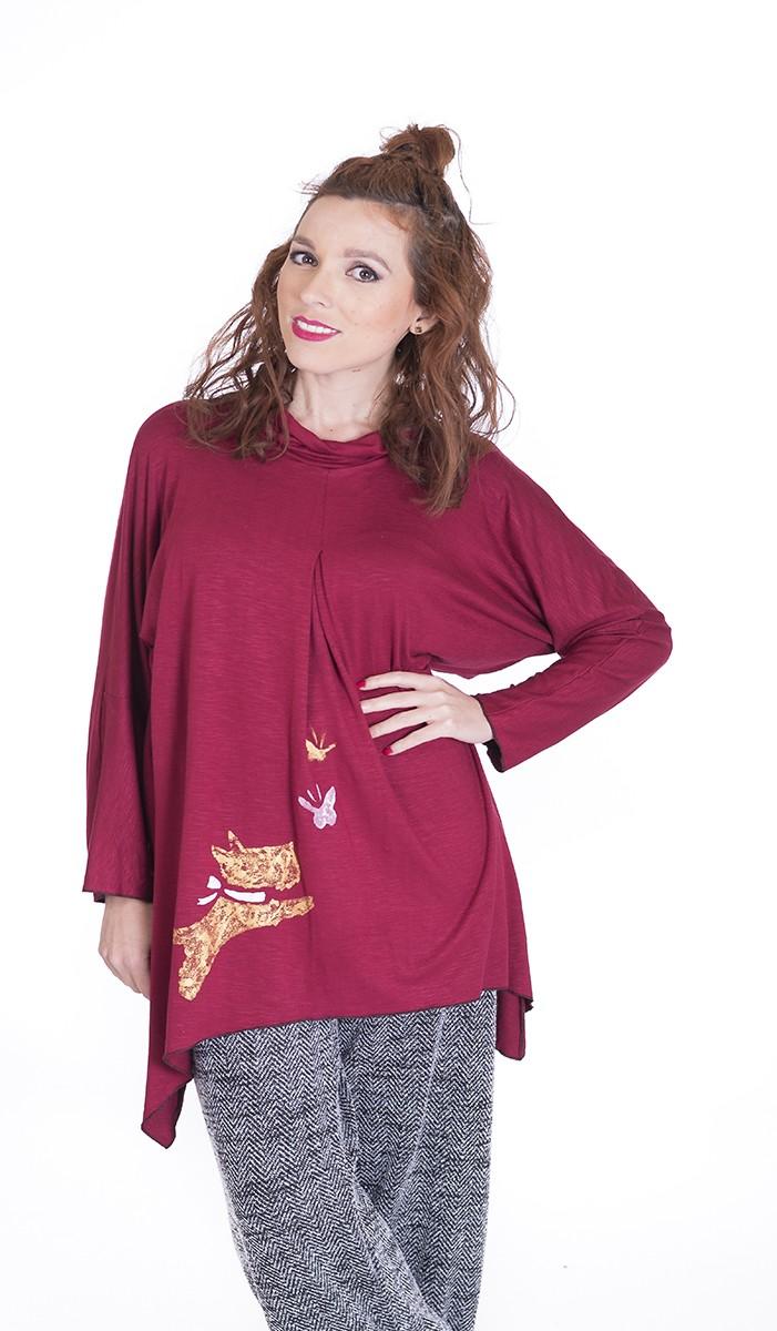 susana escribano Camisetas de cuello alto en color granate mujer Solo hoy